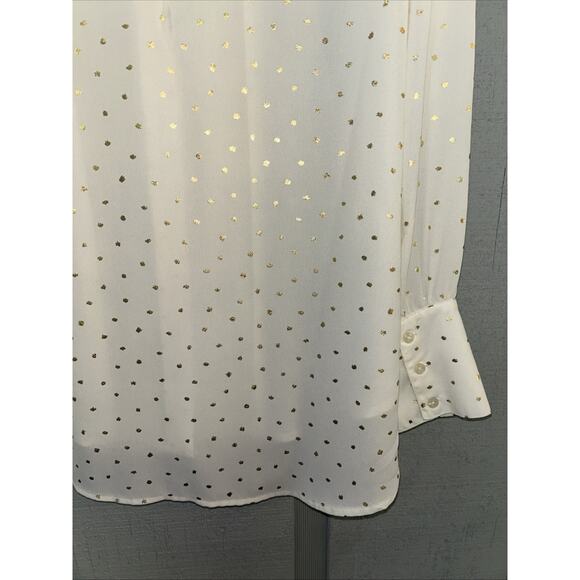 Untuckit Shirt Top Womens 6 Ivory Gold Fleck Sabrina Blouse Pleated Career Lux - Picture 14 of 15